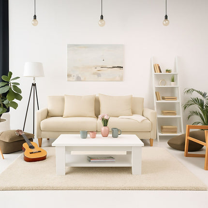 Coffee Table with Lower Shelf – Modern Design, Easy Clean