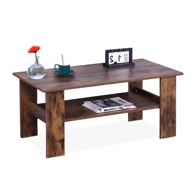 Coffee Table with Lower Shelf – Modern Design, Easy Clean