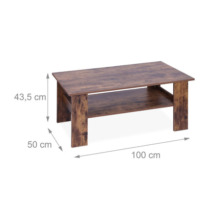 Coffee Table with Lower Shelf – Modern Design, Easy Clean