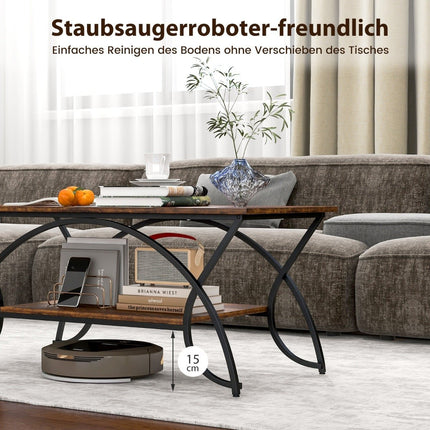 Coffee Table with Shelf, Metal Frame, 100x50x45 cm