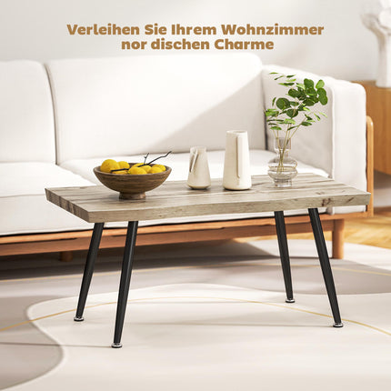 Coffee Table with Steel Legs, Oak Finish, 100x50x45 cm