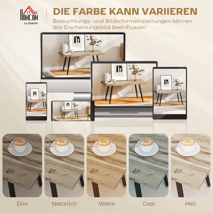 Coffee Table with Steel Legs, Oak Finish, 100x50x45 cm