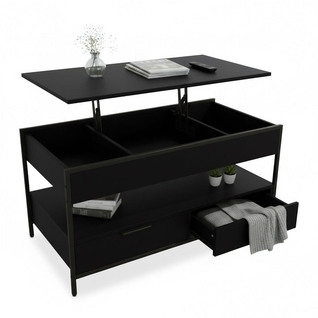 Coffee Table with Storage, Adjustable Height