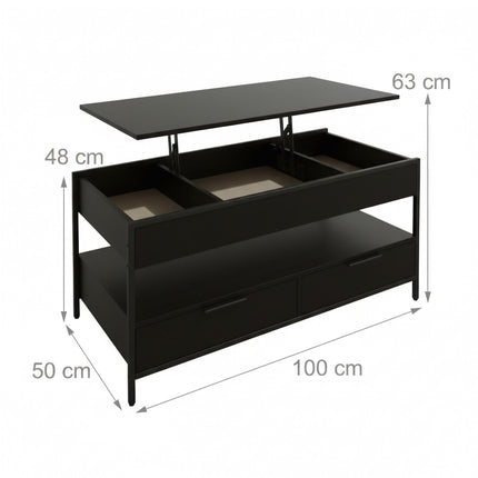 Coffee Table with Storage, Adjustable Height