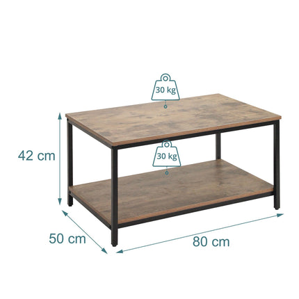 Coffee Table with Storage, Wood & Metal – Dark Brown
