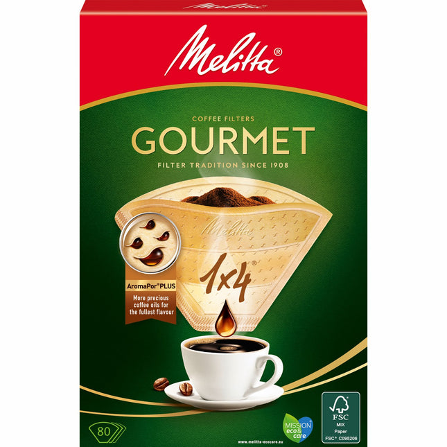 Coffee filter Gourmet 1X4 Unbleached 80pcs X8dfp
