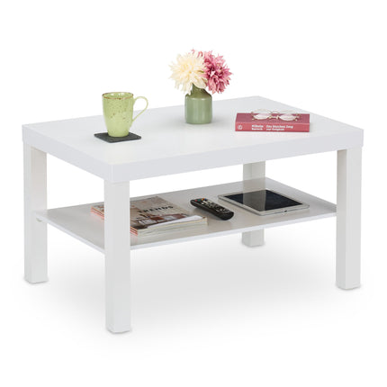 Coffee table 2 shelves white
