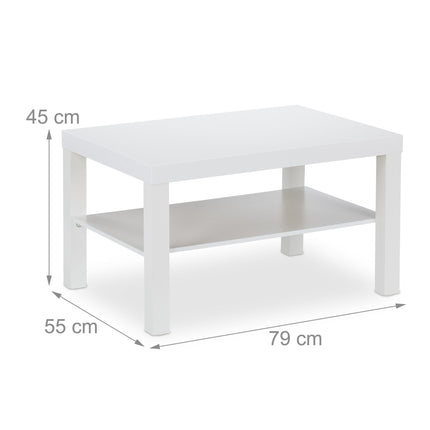 Coffee table 2 shelves white