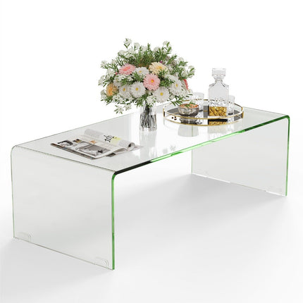 Coffee table glass table U-shaped side table made of tempered glass 108 x 50 x 35 cm