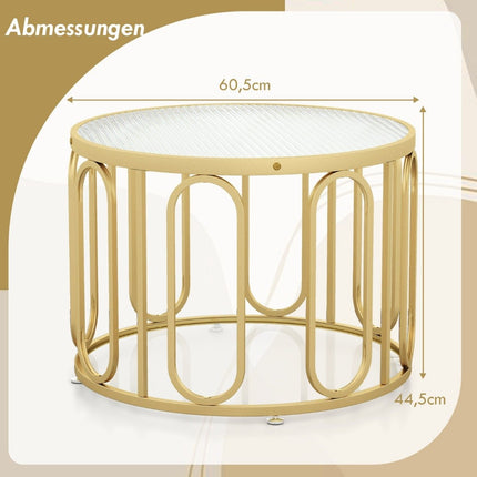 Coffee table round living room table with 2 glass tops & rotating metal frame transformable total load capacity of 30 kg