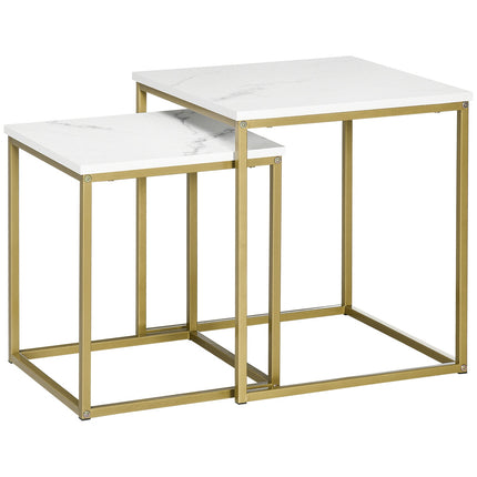 Nesting coffee table set of 2 - white steel frame