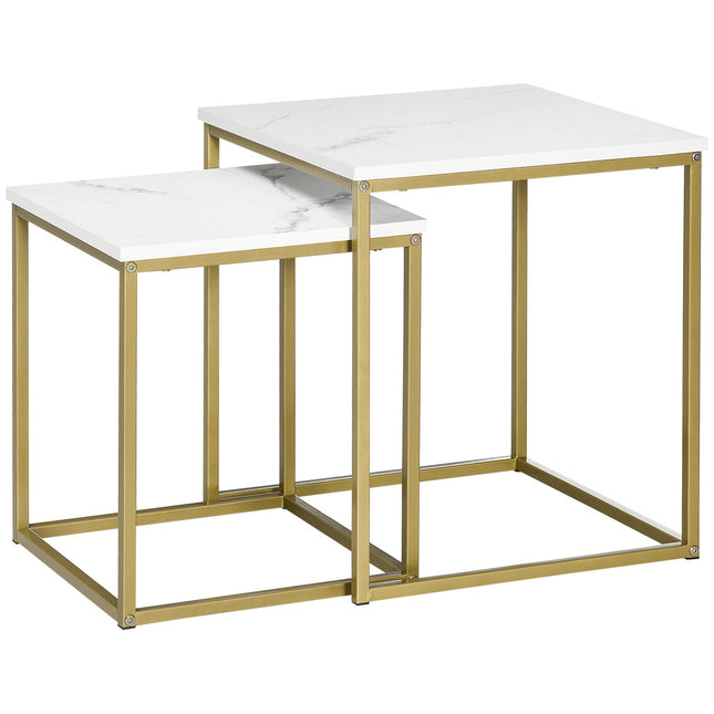 Nesting coffee table set of 2 - white steel frame