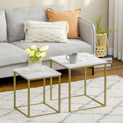 Nesting coffee table set of 2 - white steel frame