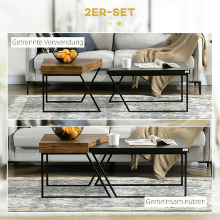 Industrial steel side table - geometric design, black