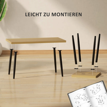 Salontafelset van 2 bijzettafels met stalen frame, woonkamertafel, salontafel voor woonkamer, slaapkamer, naturel Aosom