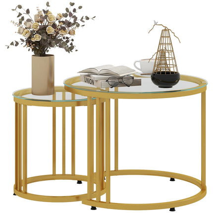 Stackable coffee table in gold with 2 pcs - Steel frame