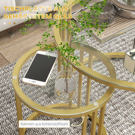 Stackable coffee table in gold with 2 pcs - Steel frame