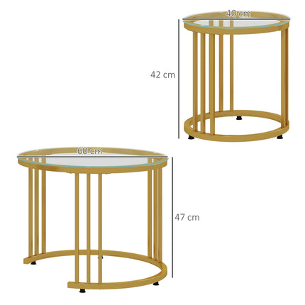 Stackable coffee table in gold with 2 pcs - Steel frame