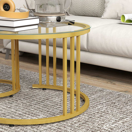 Stackable coffee table in gold with 2 pcs - Steel frame