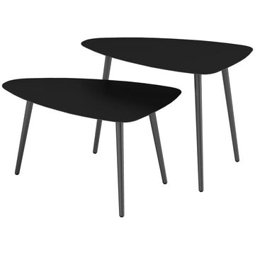 Outdoor coffee table, weatherproof steel, black