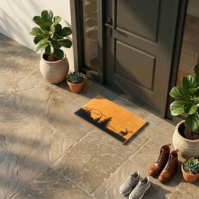 Coir Doormat, 60x40 cm, Decorative Design