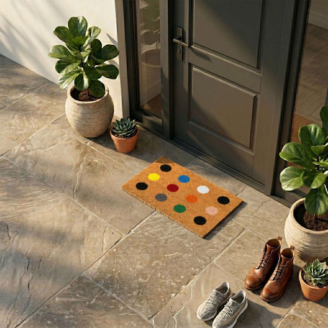Coir Doormat, 60x40 cm, Decorative Design