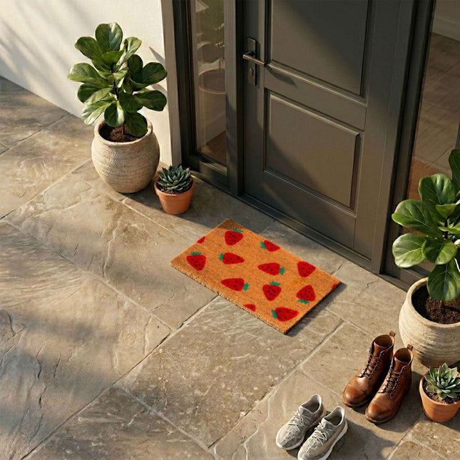 Coir Doormat, Decorative Motif, 60x40 cm, Non-Slip