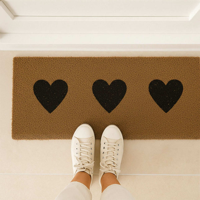 Coir Doormat, Narrow Heart Design, Non-Slip Indoor Outdoor