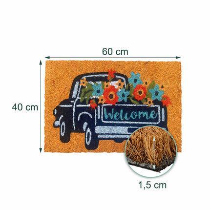 Coir Doormat, Non-Slip, 60x40 cm, Coconut Fibre