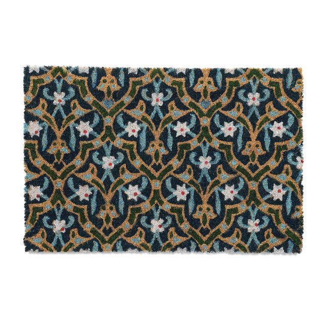 Coir Doormat – Oriental Floral Design, Non-Slip, Durable