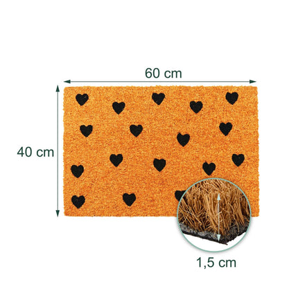 Coir Doormat with Motif, 60x40 cm, Non-Slip Backing