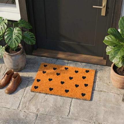 Coir Doormat with Motif, 60x40 cm, Non-Slip Backing