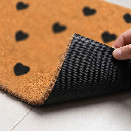 Coir Doormat with Motif, 60x40 cm, Non-Slip Backing