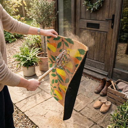 Coir Doormat with Motif, 60x40 cm, Non-Slip Backing