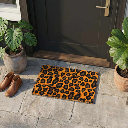 Coir Doormat with Motif, 60x40 cm, Non-Slip Backing