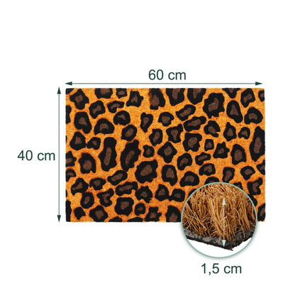 Coir Doormat with Motif, 60x40 cm, Non-Slip Backing