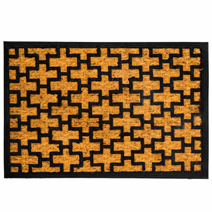 Coir & PVC Doormat, 60x40 cm, Natural & Black