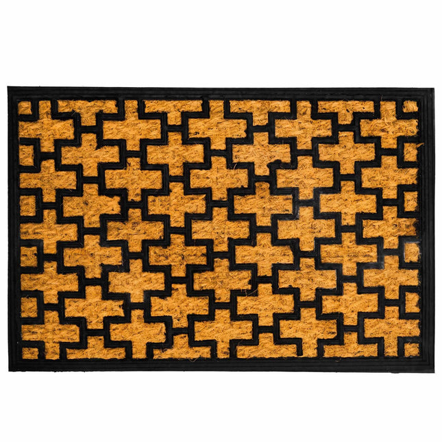 Coir & PVC Doormat, 60x40 cm, Natural & Black
