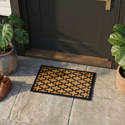 Coir & PVC Doormat, 60x40 cm, Natural & Black