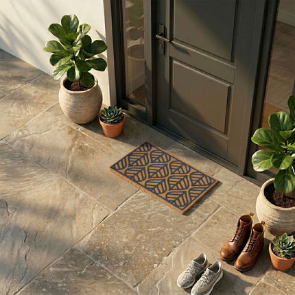 Coir & PVC Doormat, 60 x 40 cm, Natural & Black