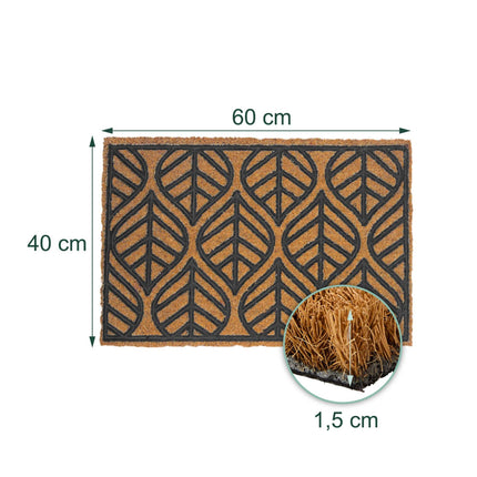 Coir & PVC Doormat, 60 x 40 cm, Natural & Black