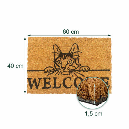 Coir Welcome Doormat, Non-Slip, 60x40 cm