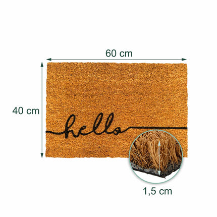 Coir Welcome Doormat, Non-Slip, 60x40 cm