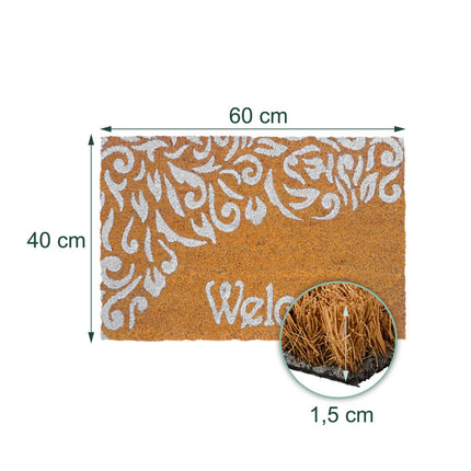 Coir Welcome Doormat, Non-Slip, 60x40 cm