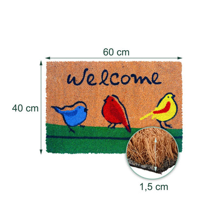 Coir Welcome Doormat, Non-Slip, 60x40 cm