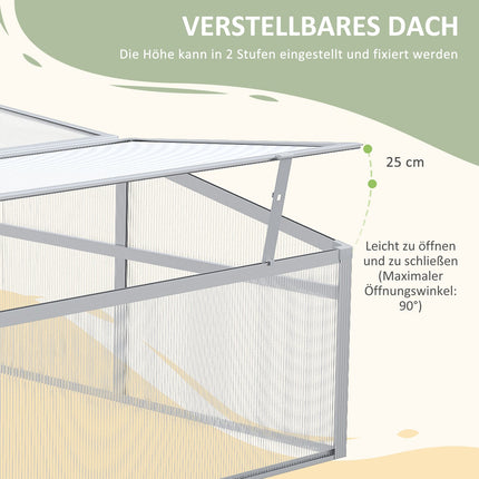 Aluminum cold frame - adjustable roof and UV protection