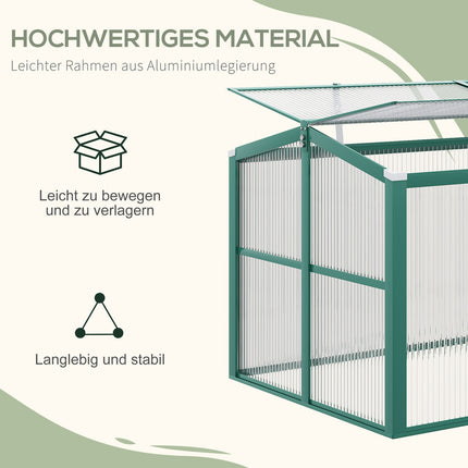 Aluminum cold frame Mini greenhouse, adjustable roof, UV protected
