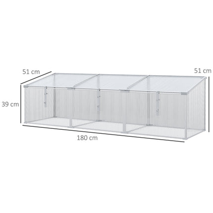 Mini greenhouse with adjustable roof, aluminum - 180x51x51cm
