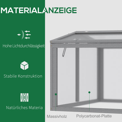 Cold Frame Greenhouse – Wood & Polycarbonate, 90x80x58 cm