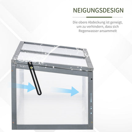 Wood & Polycarbonate Cold Frame Greenhouse, Weatherproof Cover, Grey